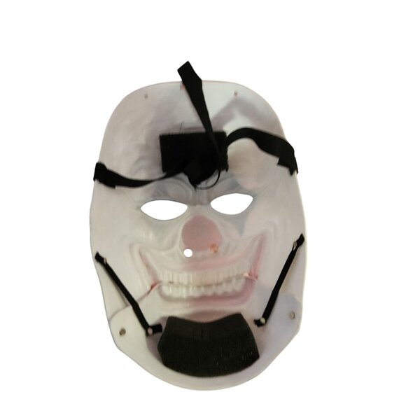 Creepy White & Red Clown Mask With Movable Jaw Halloween Costume Accessory - Picture 2 of 2
